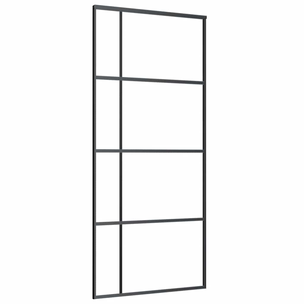 vidaXL Ușă glisantă cu set de feronerie neagră 90x205 cm Sticlă ESG