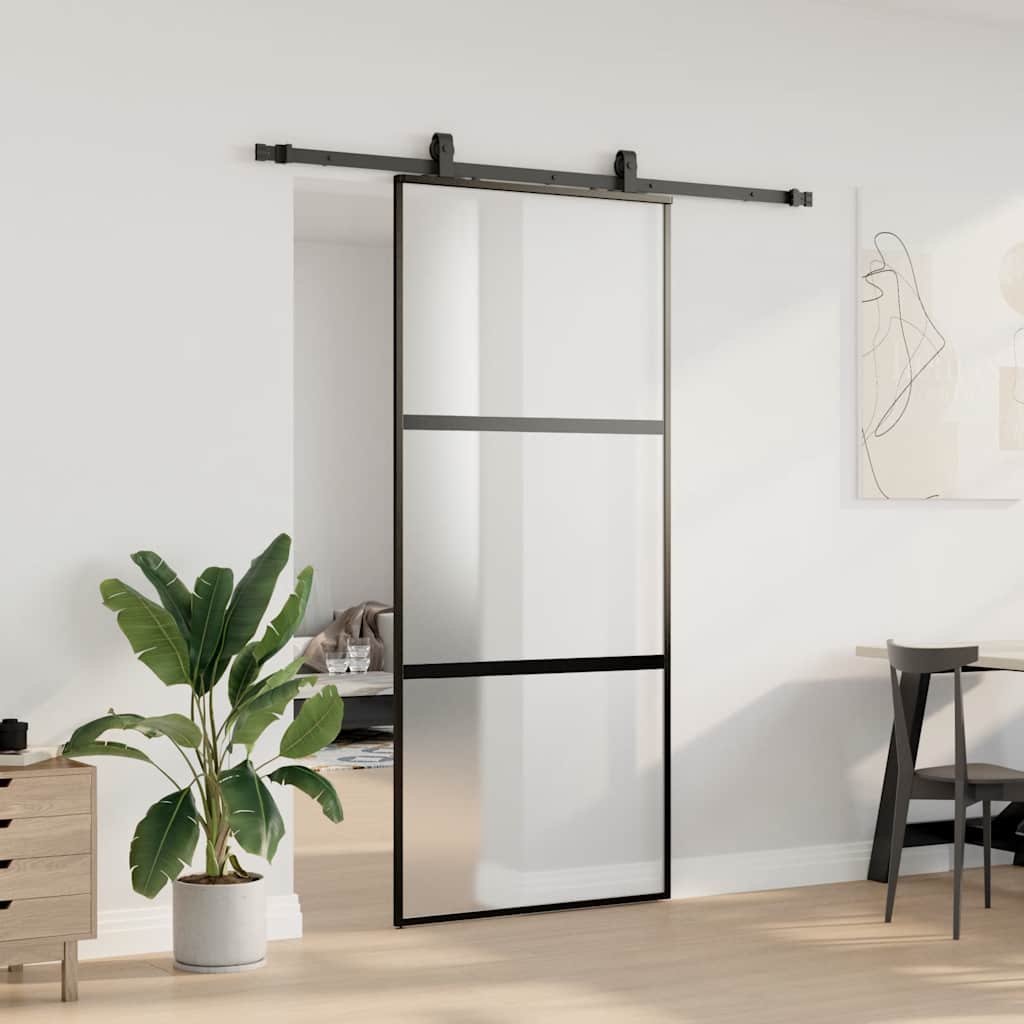 vidaXL Ușă glisantă cu set feronerie neagră 90x205cm sticlă securizată