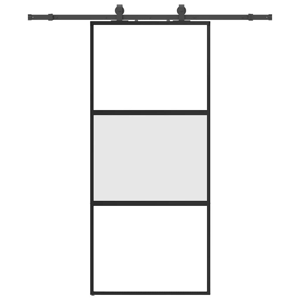 vidaXL Ușă glisantă cu set feronerie neagră 90x205cm sticlă securizată