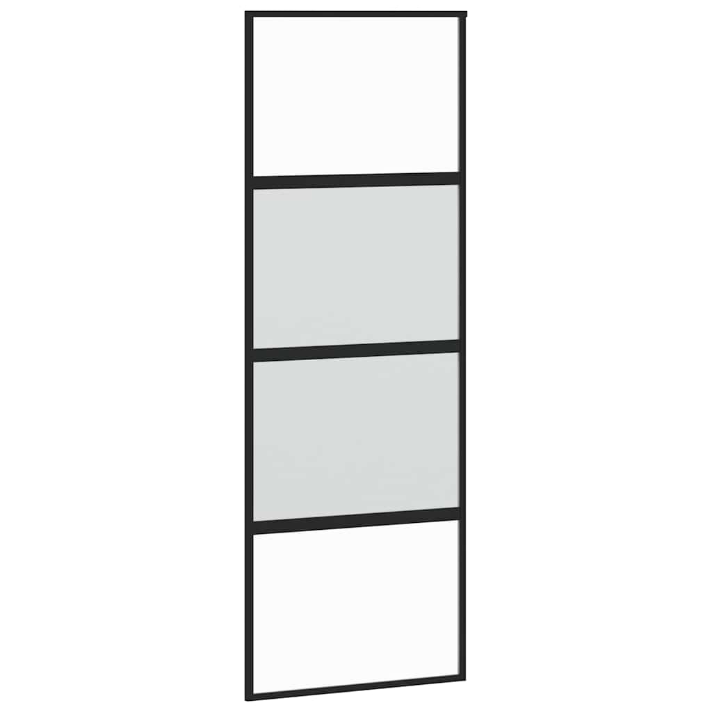 vidaXL Ușă glisantă cu set feronerie neagră 76x205cm sticlă securizată vidaXL Ușă glisantă cu set feronerie neagră 76x205cm sticlă securizată