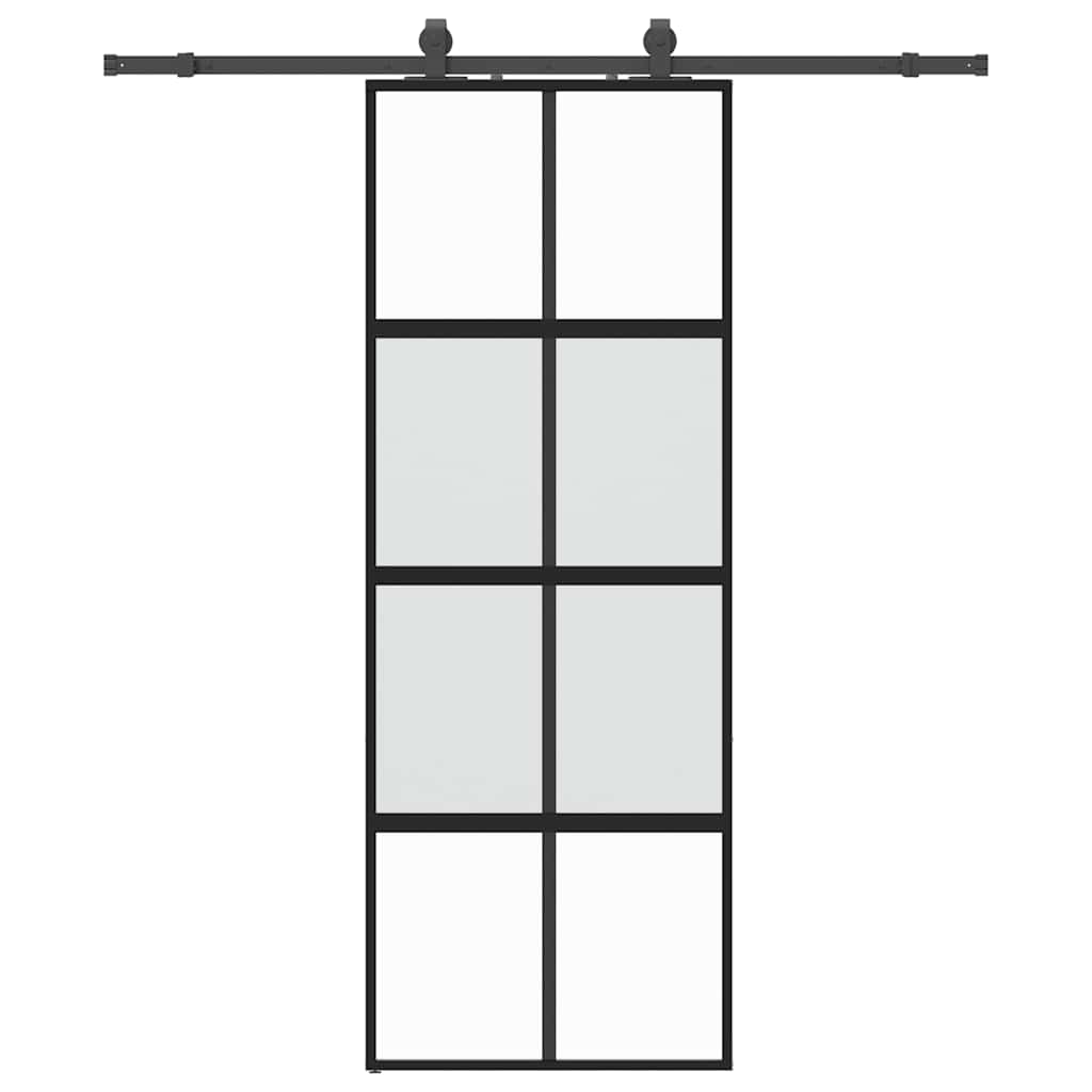 vidaXL Ușă glisantă cu set feronerie neagră 76x205cm sticlă securizată