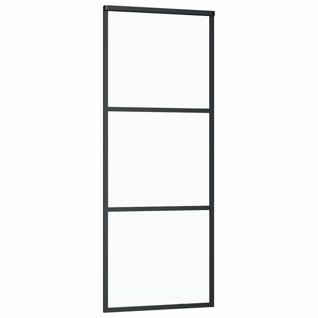 vidaXL Ușă glisantă cu set de feronerie neagră 76x205 cm Sticlă ESG vidaXL Ușă glisantă cu set de feronerie neagră 76x205 cm Sticlă ESG