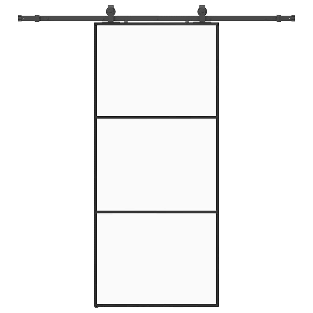 vidaXL Ușă glisantă cu set de feronerie neagră 90x205 cm Sticlă ESG
