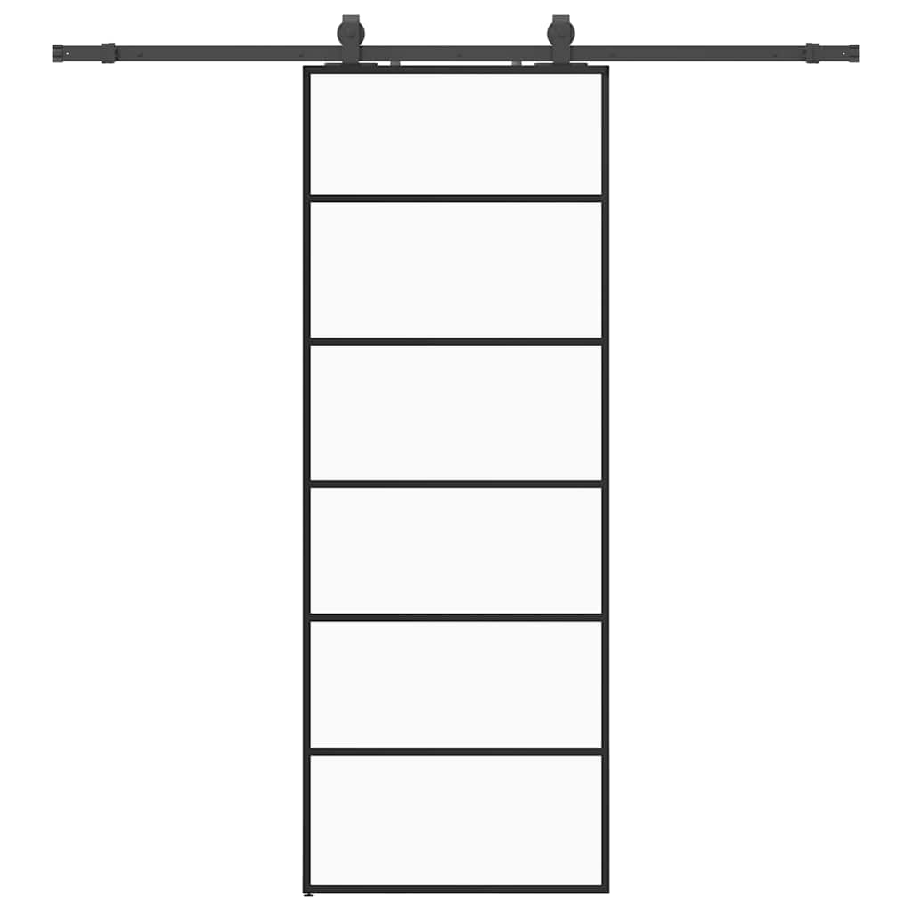 vidaXL Ușă glisantă cu set de feronerie neagră 76x205 cm Sticlă ESG vidaXL Ușă glisantă cu set de feronerie neagră 76x205 cm Sticlă ESG