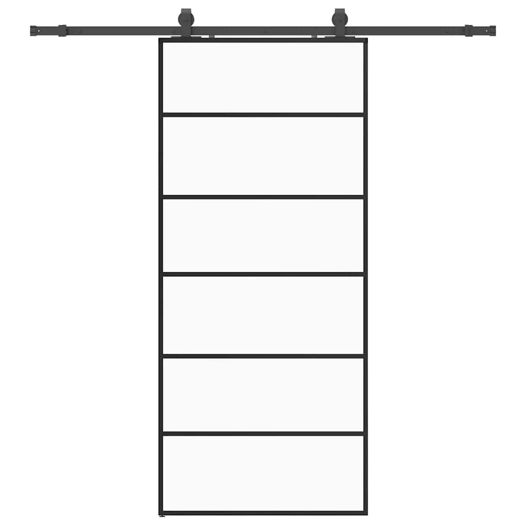 vidaXL Ușă glisantă cu set de feronerie neagră 90x205 cm Sticlă ESG