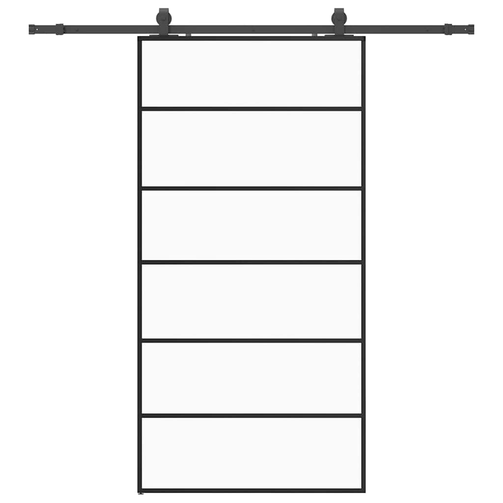 vidaXL Ușă glisantă cu set de feronerie neagră 102x205 cm Sticlă ESG vidaXL Ușă glisantă cu set de feronerie neagră 102x205 cm Sticlă ESG