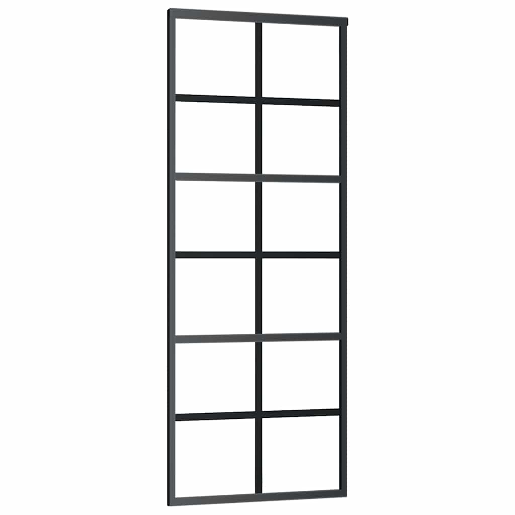 vidaXL Ușă glisantă cu set de feronerie neagră 76x205 cm Sticlă ESG vidaXL Ușă glisantă cu set de feronerie neagră 76x205 cm Sticlă ESG