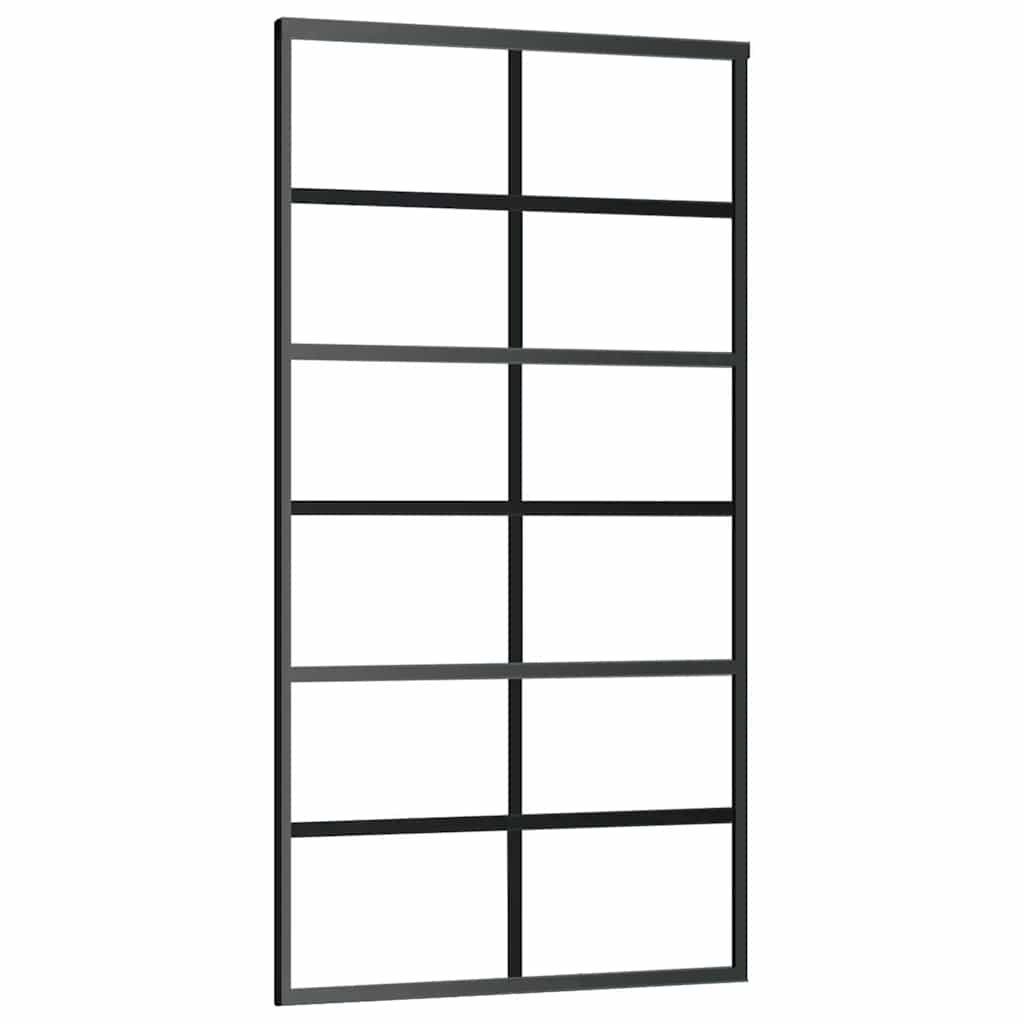 vidaXL Ușă glisantă cu set de feronerie neagră 102x205 cm Sticlă ESG vidaXL Ușă glisantă cu set de feronerie neagră 102x205 cm Sticlă ESG