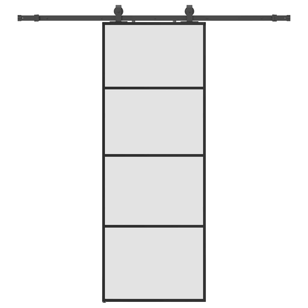 vidaXL Ușă glisantă cu set de feronerie neagră 76x205 cm Sticlă ESG vidaXL Ușă glisantă cu set de feronerie neagră 76x205 cm Sticlă ESG