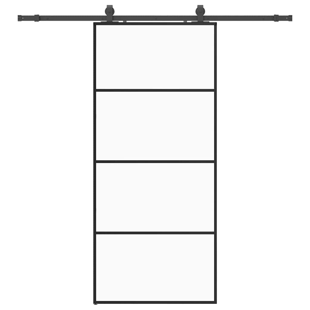 vidaXL Ușă glisantă cu set de feronerie neagră 90x205 cm Sticlă ESG