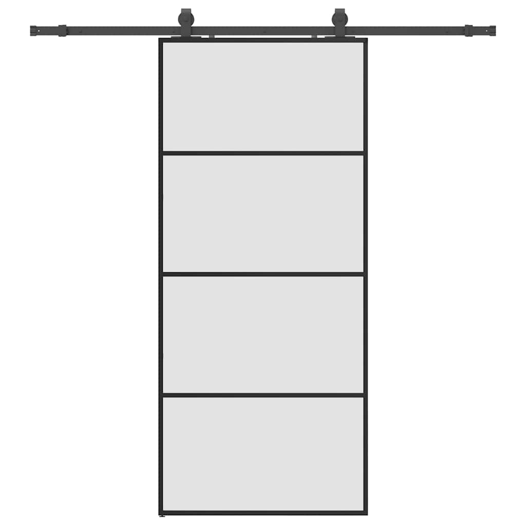 vidaXL Ușă glisantă cu set de feronerie neagră 90x205 cm Sticlă ESG