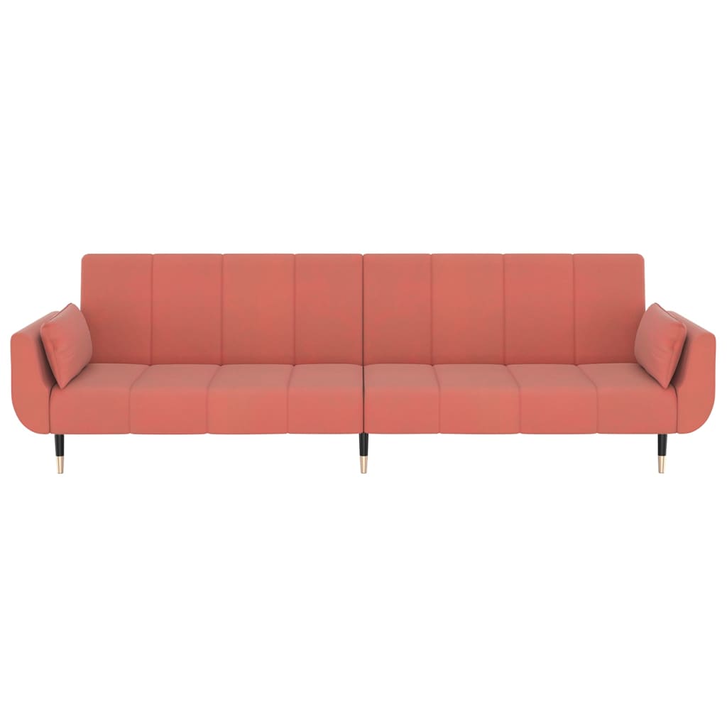 vidaXL Canapea extensibilă cu 2 locuri, 2 perne, roz, catifea vidaXL Canapea extensibilă cu 2 locuri, 2 perne, roz, catifea