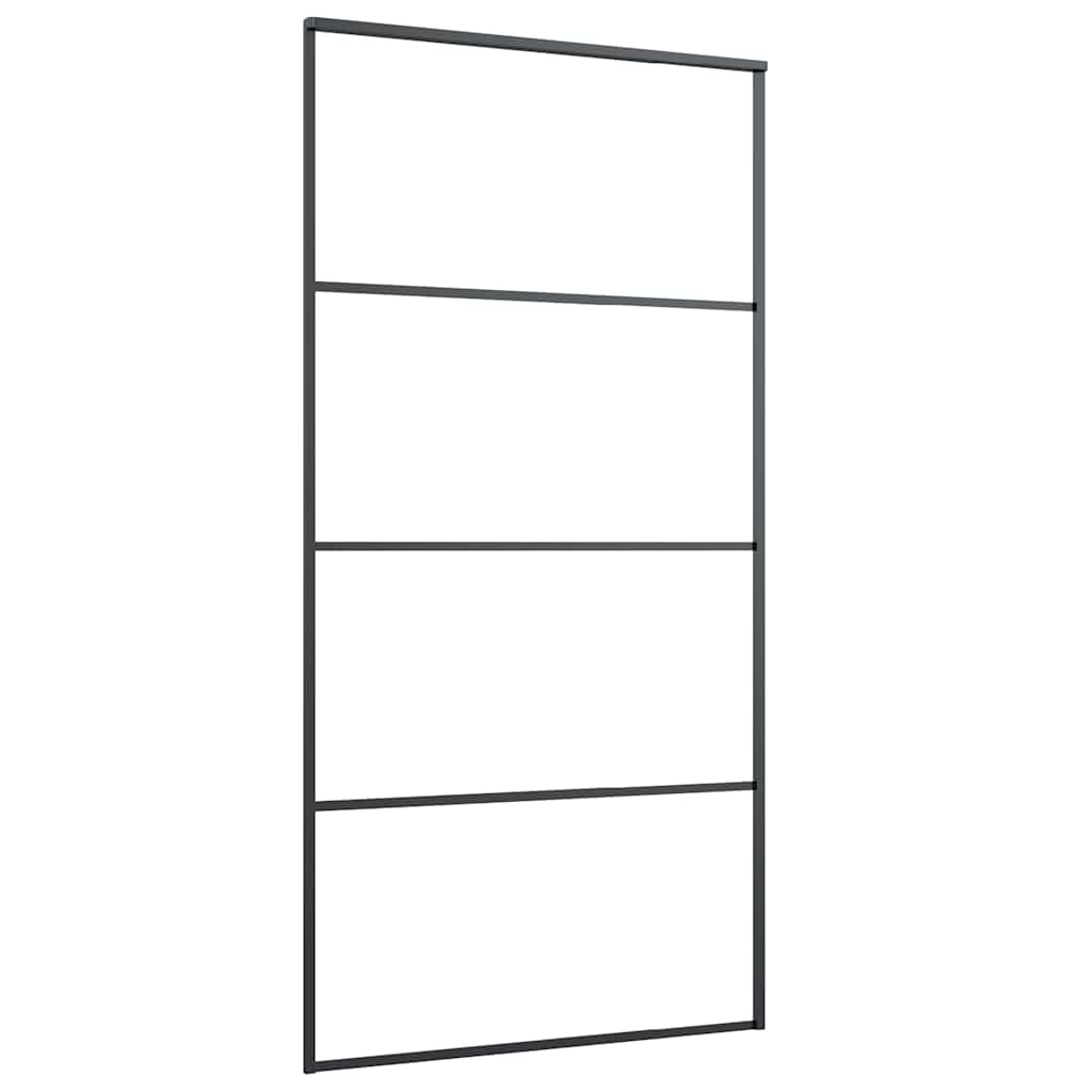 vidaXL Ușă glisantă cu set de feronerie neagră 102,5x205 cm Sticlă ESG vidaXL Ușă glisantă cu set de feronerie neagră 102,5x205 cm Sticlă ESG