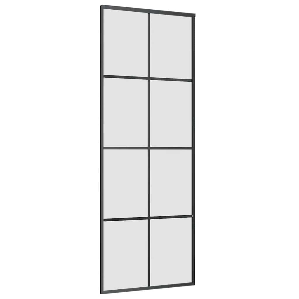 vidaXL Ușă glisantă cu set de feronerie neagră 76x205 cm Sticlă ESG vidaXL Ușă glisantă cu set de feronerie neagră 76x205 cm Sticlă ESG