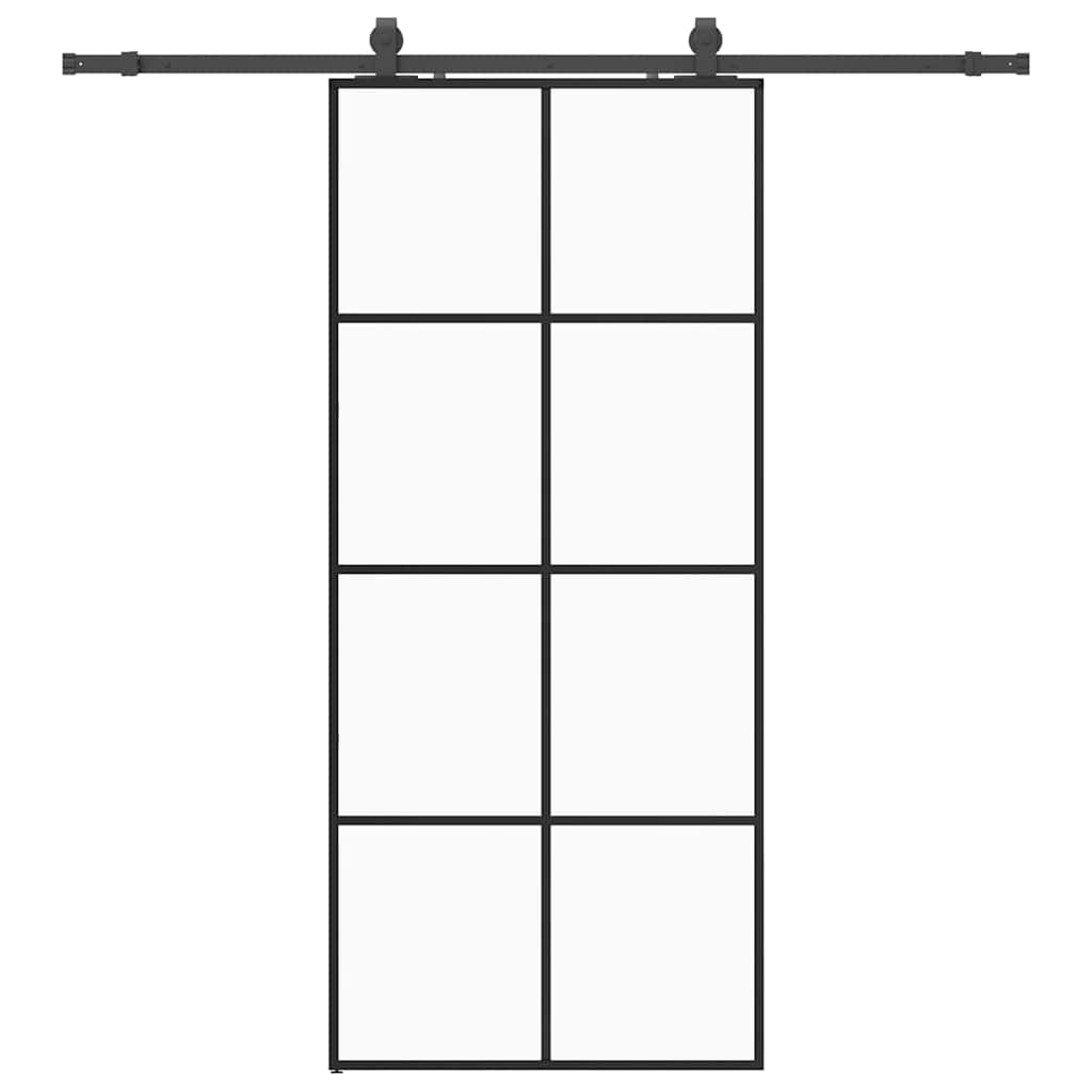 vidaXL Ușă glisantă cu set de feronerie neagră 90x205 cm Sticlă ESG