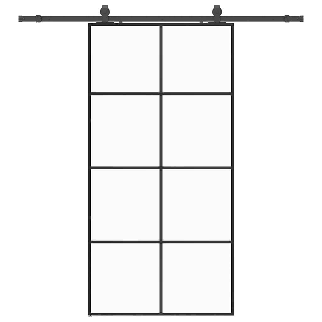 vidaXL Ușă glisantă cu set de feronerie neagră 102,5x205 cm Sticlă ESG vidaXL Ușă glisantă cu set de feronerie neagră 102,5x205 cm Sticlă ESG