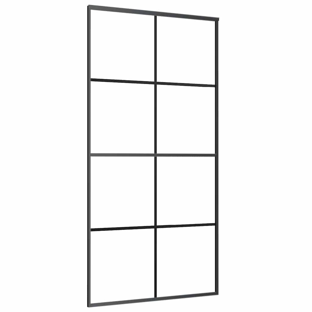 vidaXL Ușă glisantă cu set de feronerie neagră 102,5x205 cm Sticlă ESG vidaXL Ușă glisantă cu set de feronerie neagră 102,5x205 cm Sticlă ESG