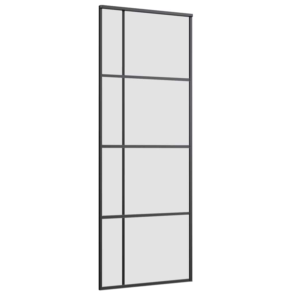 vidaXL Ușă glisantă cu set de feronerie neagră 76x205 cm Sticlă ESG vidaXL Ușă glisantă cu set de feronerie neagră 76x205 cm Sticlă ESG