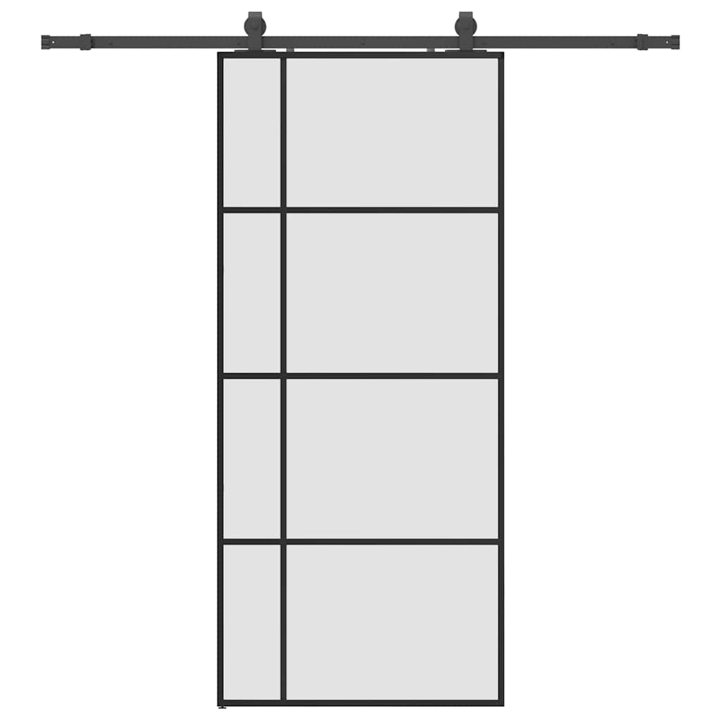 vidaXL Ușă glisantă cu set de feronerie neagră 90x205 cm Sticlă ESG