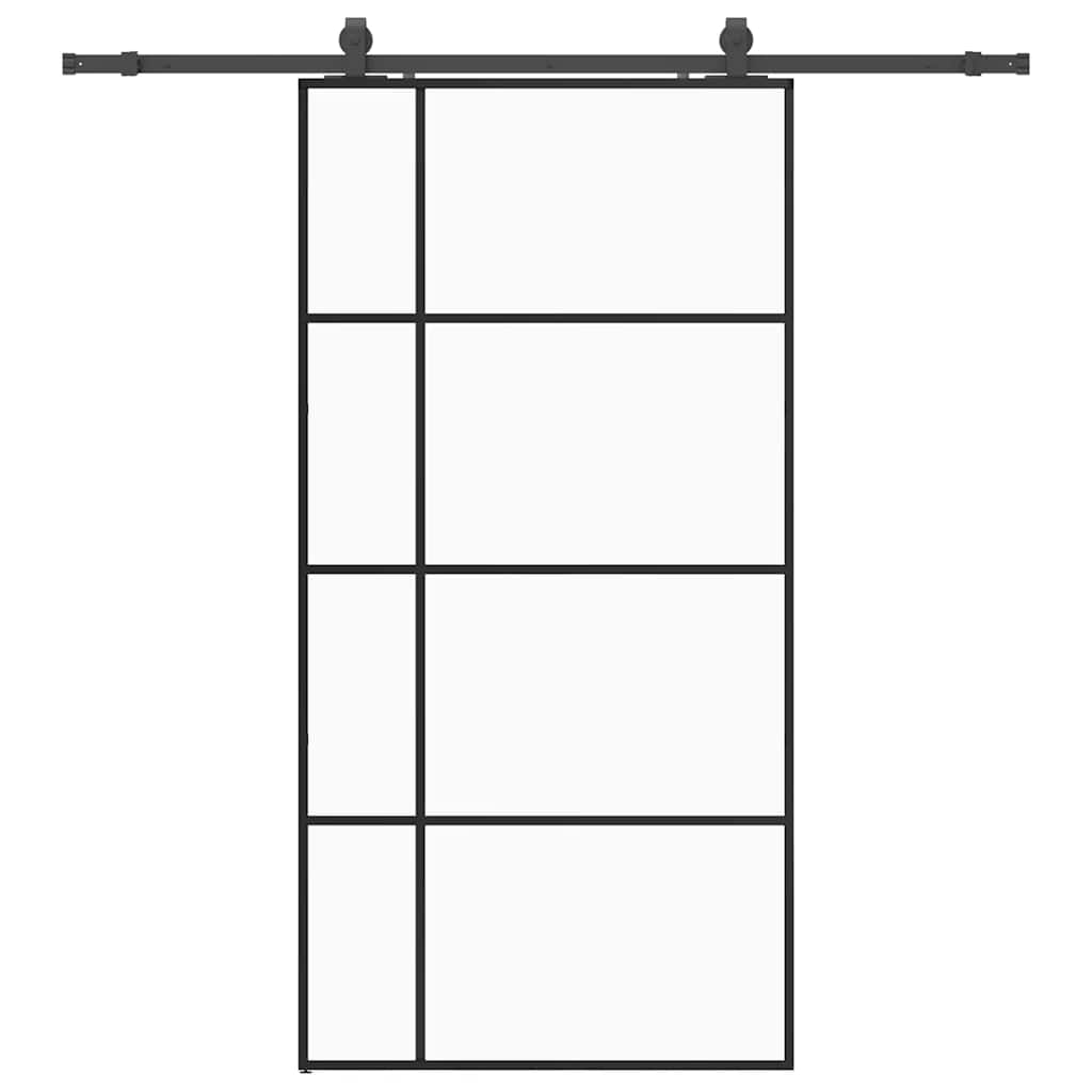 vidaXL Ușă glisantă cu set de feronerie neagră 102,5x205 cm Sticlă ESG vidaXL Ușă glisantă cu set de feronerie neagră 102,5x205 cm Sticlă ESG