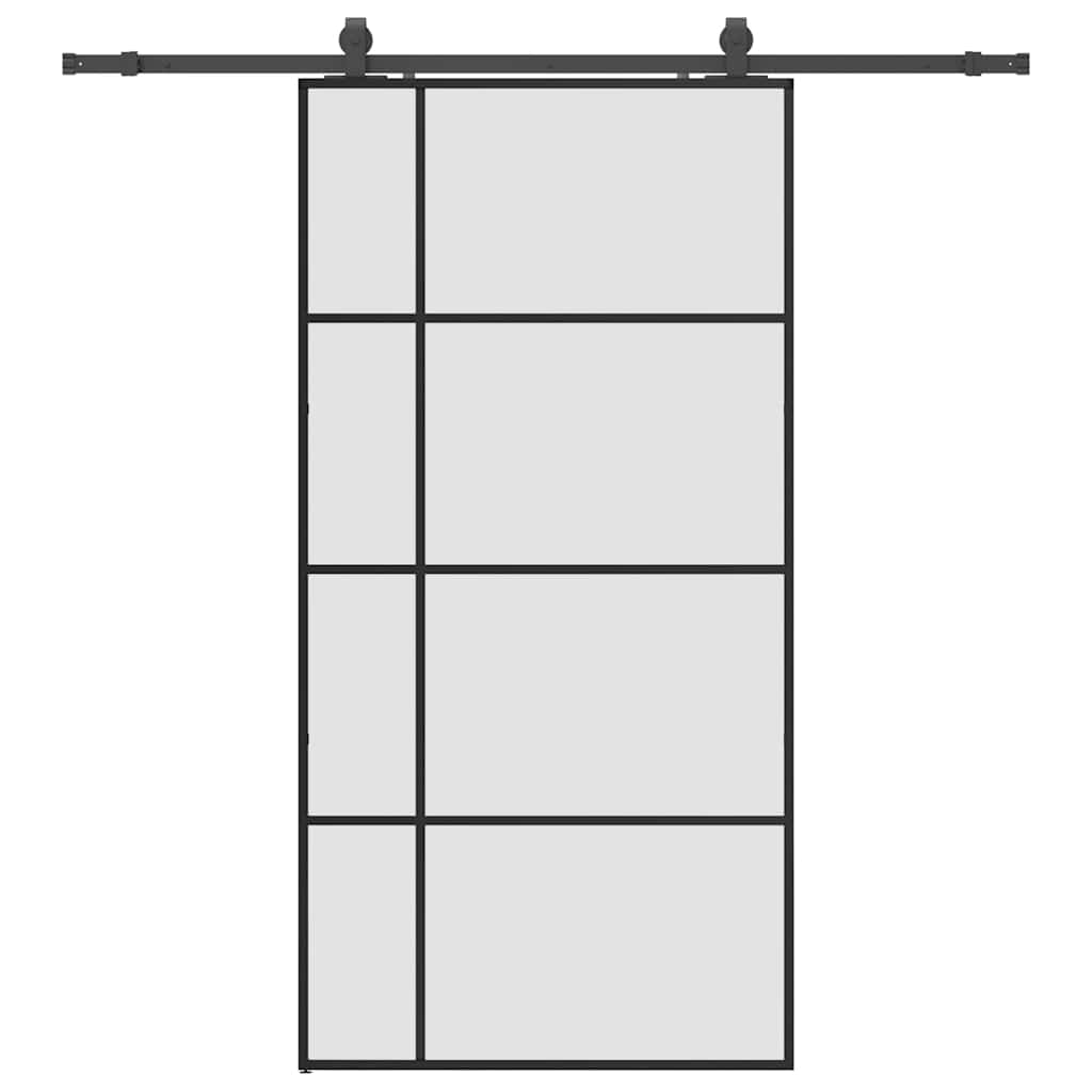 vidaXL Ușă glisantă cu set de feronerie neagră 102,5x205 cm Sticlă ESG vidaXL Ușă glisantă cu set de feronerie neagră 102,5x205 cm Sticlă ESG
