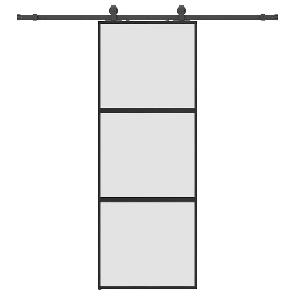 vidaXL Ușă glisantă cu set feronerie neagră 76x205cm sticlă securizată