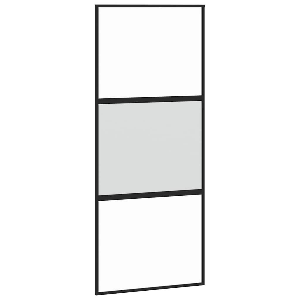 vidaXL Ușă glisantă cu set feronerie neagră 90x205cm sticlă securizată vidaXL Ușă glisantă cu set feronerie neagră 90x205cm sticlă securizată