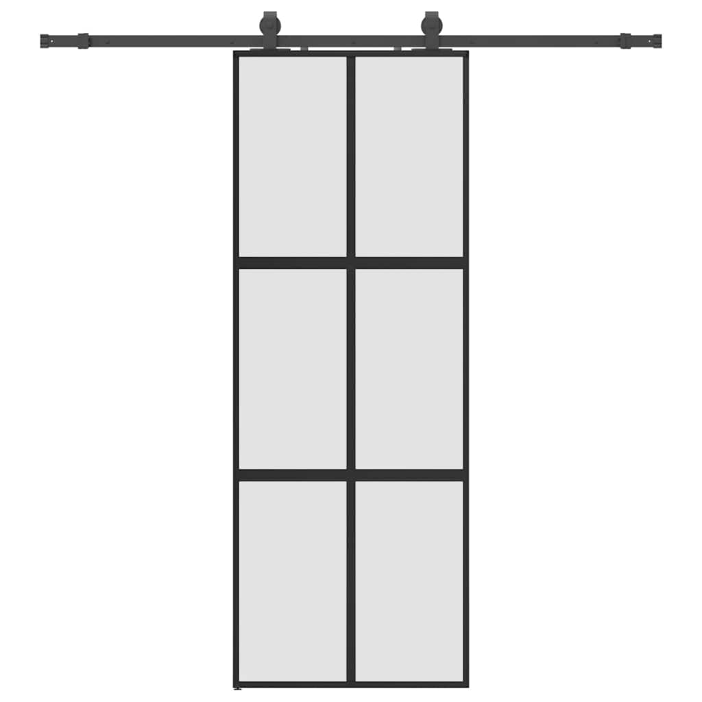 vidaXL Ușă glisantă cu set feronerie neagră 76x205cm sticlă securizată