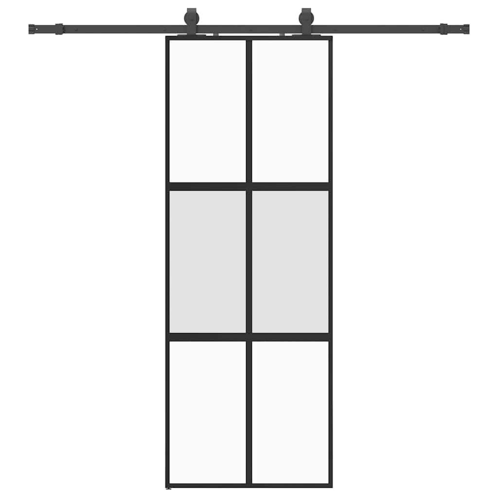 vidaXL Ușă glisantă cu set feronerie neagră 76x205cm sticlă securizată