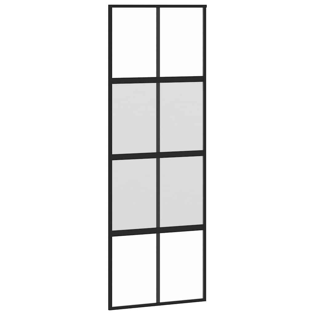 vidaXL Ușă glisantă cu set feronerie neagră 76x205cm sticlă securizată vidaXL Ușă glisantă cu set feronerie neagră 76x205cm sticlă securizată
