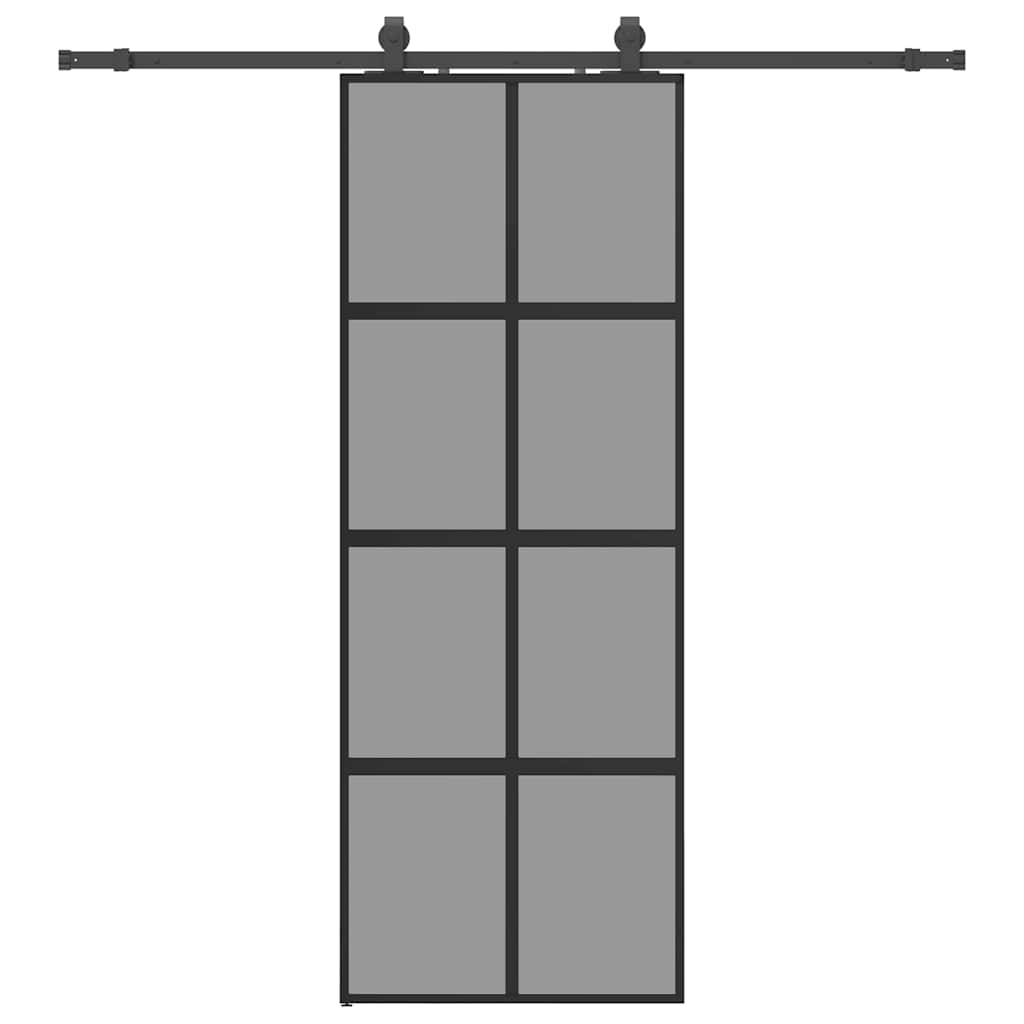 vidaXL Ușă glisantă cu set feronerie neagră 76x205cm sticlă securizată