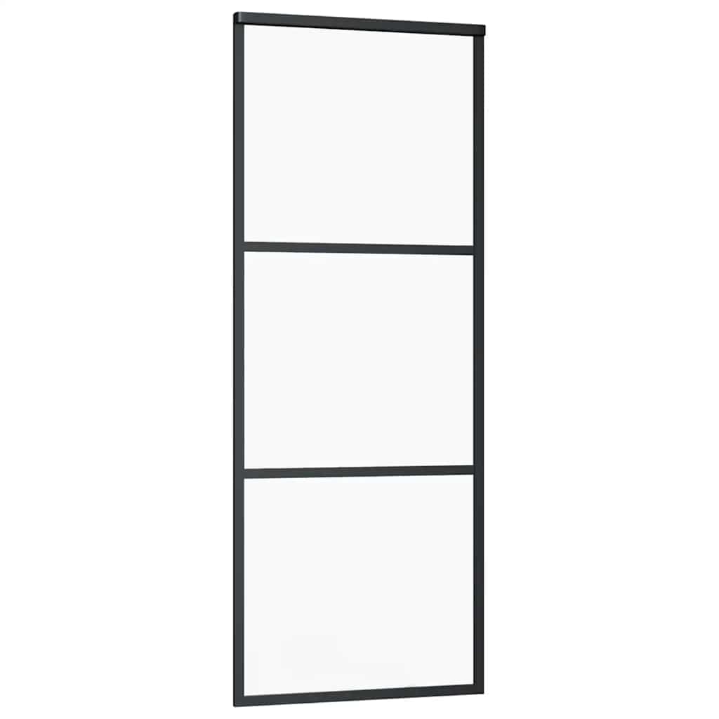 vidaXL Ușă glisantă cu set de feronerie neagră 76x205 cm Sticlă ESG vidaXL Ușă glisantă cu set de feronerie neagră 76x205 cm Sticlă ESG