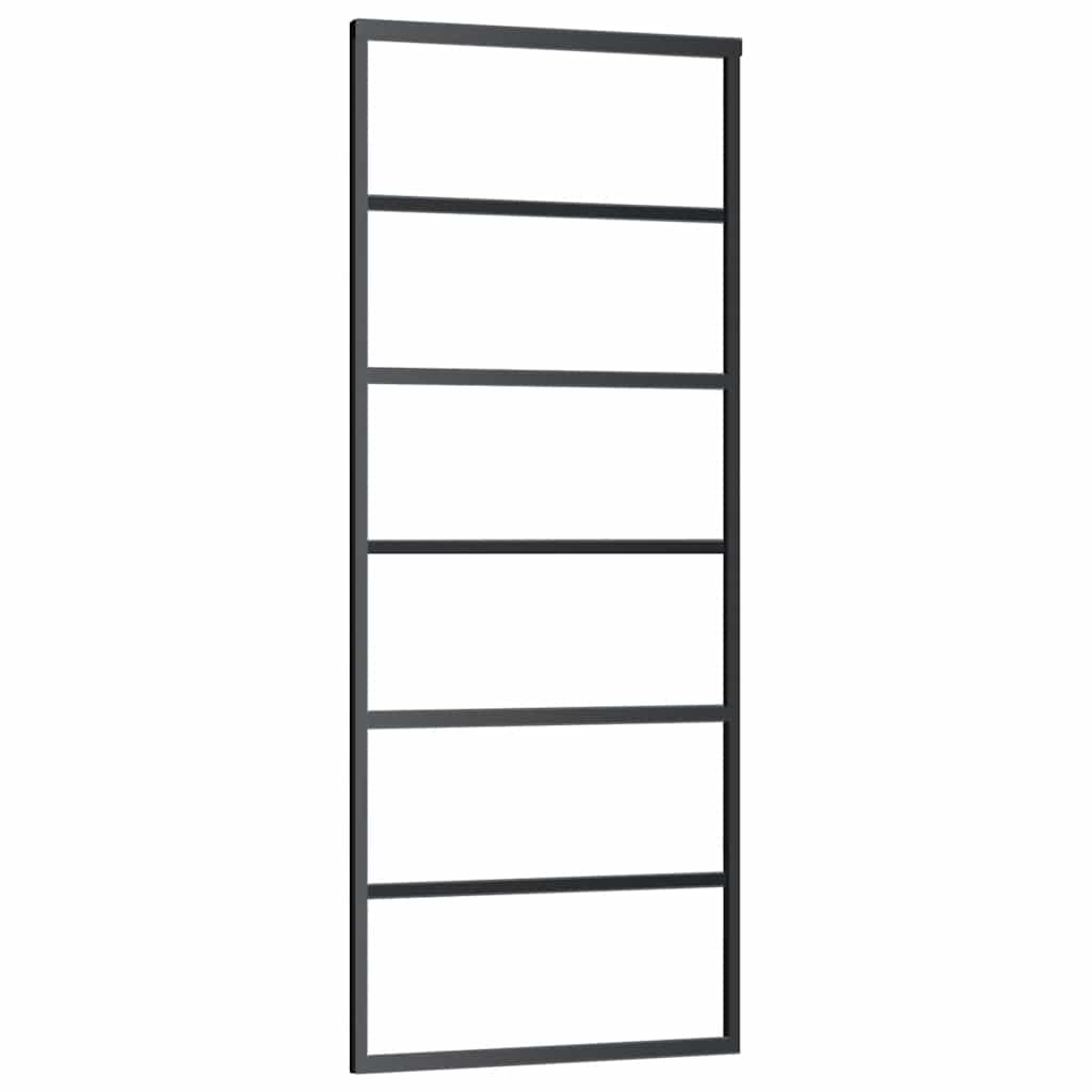 vidaXL Ușă glisantă cu set de feronerie neagră 76x205 cm Sticlă ESG vidaXL Ușă glisantă cu set de feronerie neagră 76x205 cm Sticlă ESG
