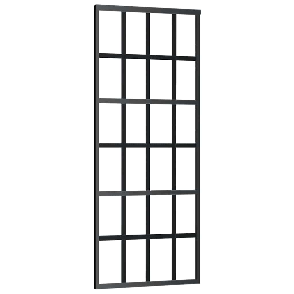vidaXL Ușă glisantă cu set de feronerie neagră 76x205 cm Sticlă ESG vidaXL Ușă glisantă cu set de feronerie neagră 76x205 cm Sticlă ESG