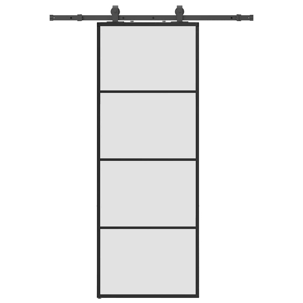vidaXL Ușă glisantă cu set de feronerie neagră 76x205 cm Sticlă ESG vidaXL Ușă glisantă cu set de feronerie neagră 76x205 cm Sticlă ESG