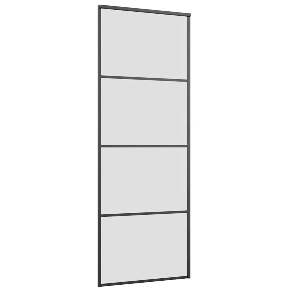 vidaXL Ușă glisantă cu set de feronerie neagră 76x205 cm Sticlă ESG vidaXL Ușă glisantă cu set de feronerie neagră 76x205 cm Sticlă ESG