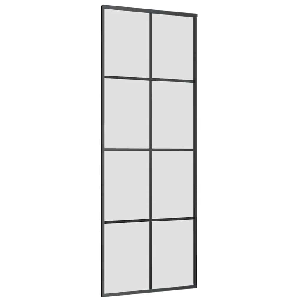 vidaXL Ușă glisantă cu set de feronerie neagră 76x205 cm Sticlă ESG vidaXL Ușă glisantă cu set de feronerie neagră 76x205 cm Sticlă ESG