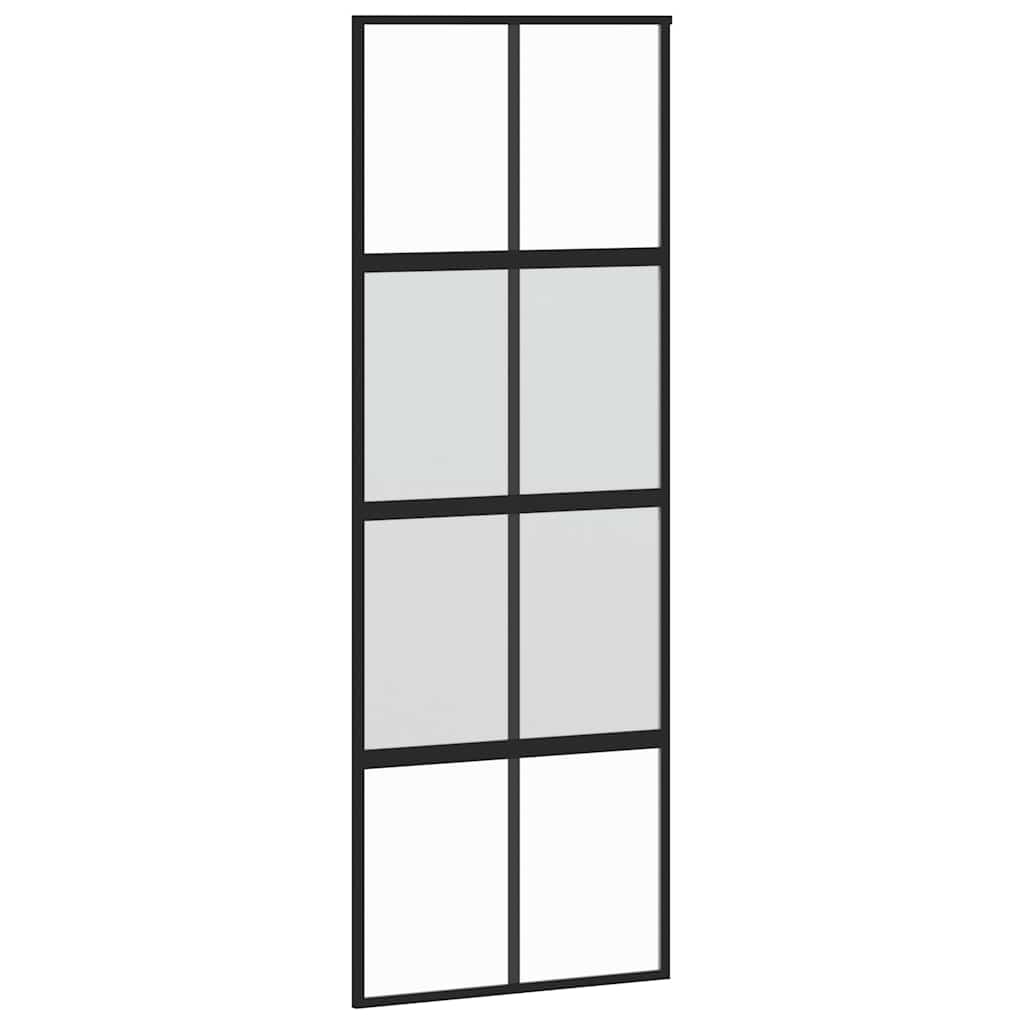 vidaXL Ușă glisantă cu set feronerie neagră 76x205cm sticlă securizată vidaXL Ușă glisantă cu set feronerie neagră 76x205cm sticlă securizată