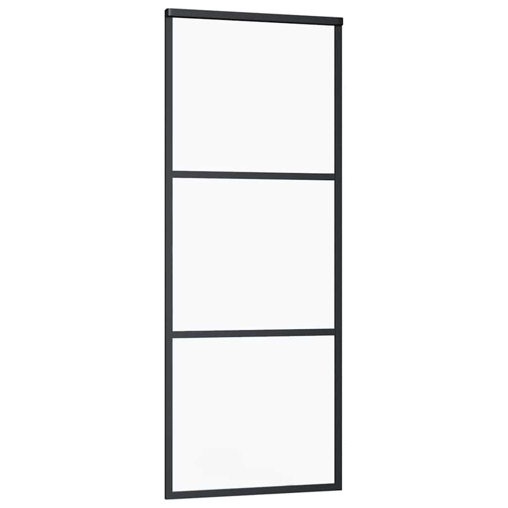 vidaXL Ușă glisantă cu set de feronerie neagră 76x205 cm Sticlă ESG vidaXL Ușă glisantă cu set de feronerie neagră 76x205 cm Sticlă ESG