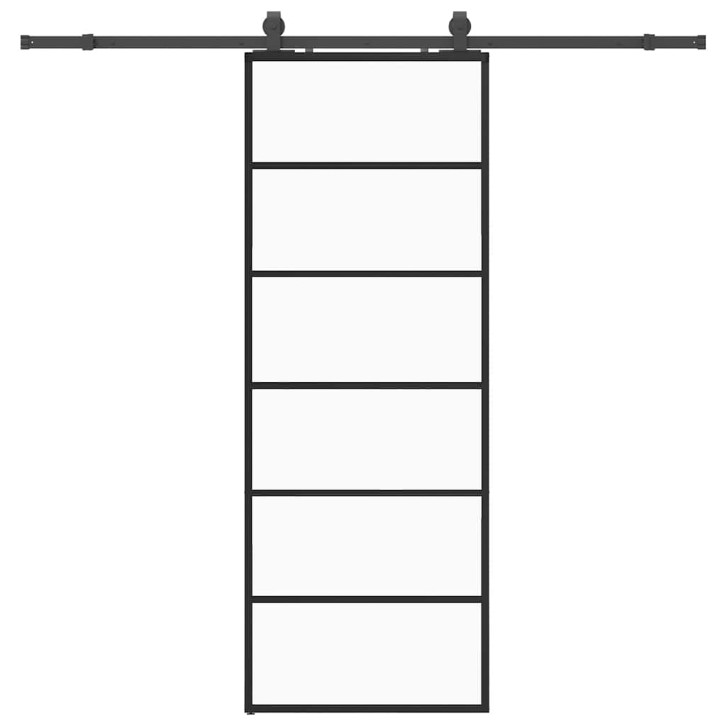 vidaXL Ușă glisantă cu set de feronerie neagră 76x205 cm Sticlă ESG