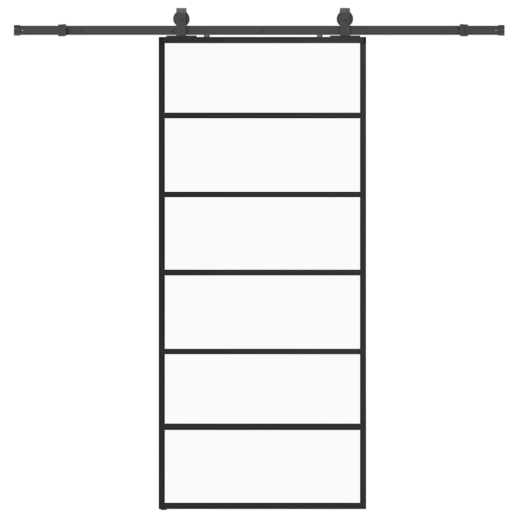 vidaXL Ușă glisantă cu set de feronerie neagră 90x205 cm Sticlă ESG