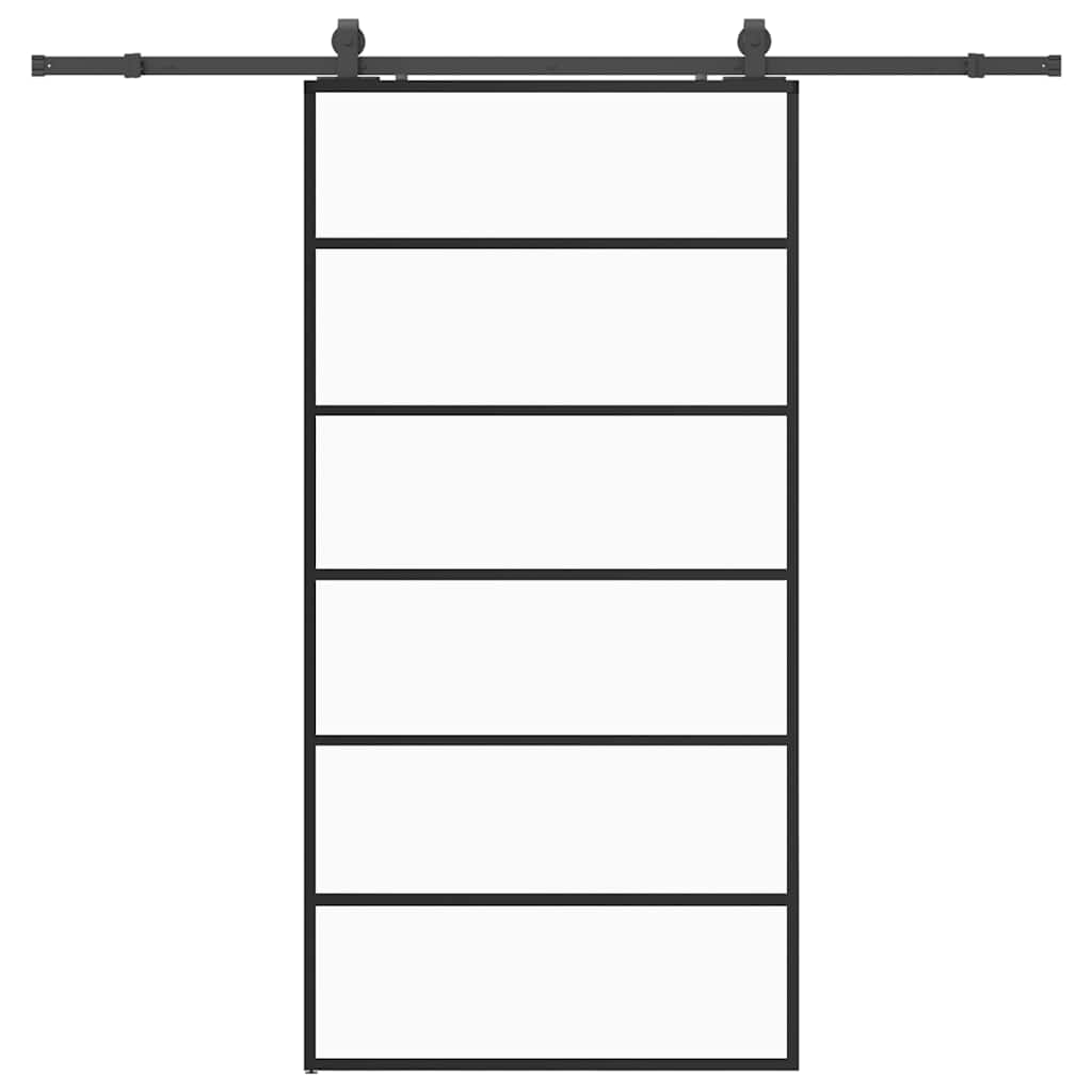 vidaXL Ușă glisantă cu set de feronerie neagră 102x205 cm Sticlă ESG vidaXL Ușă glisantă cu set de feronerie neagră 102x205 cm Sticlă ESG
