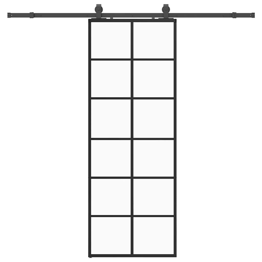 vidaXL Ușă glisantă cu set de feronerie neagră 76x205 cm Sticlă ESG