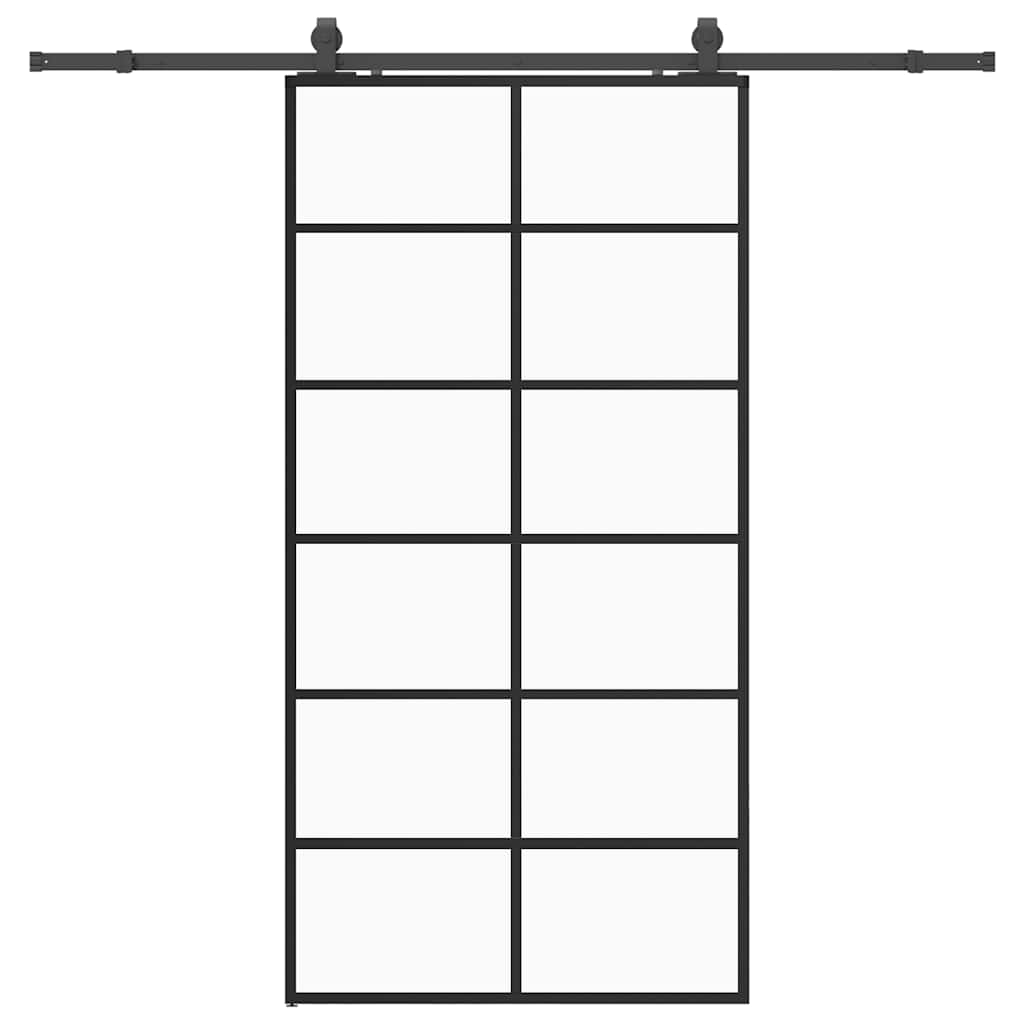 vidaXL Ușă glisantă cu set de feronerie neagră 90x205 cm Sticlă ESG