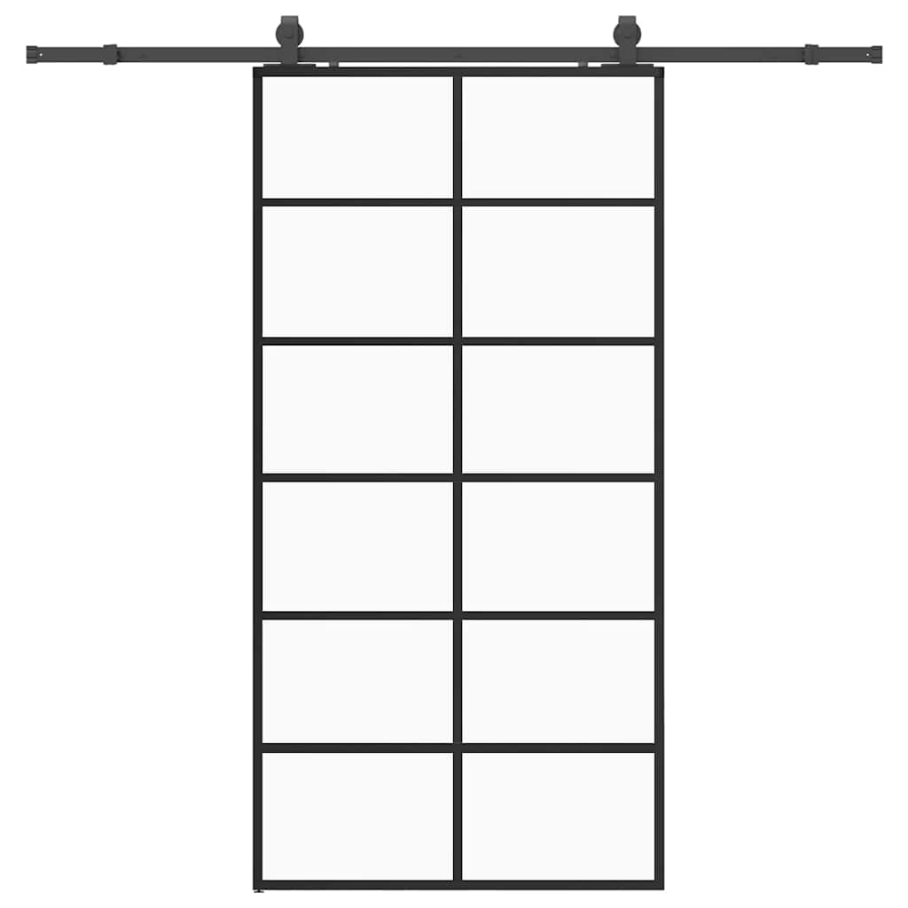 vidaXL Ușă glisantă cu set de feronerie neagră 102x205 cm Sticlă ESG