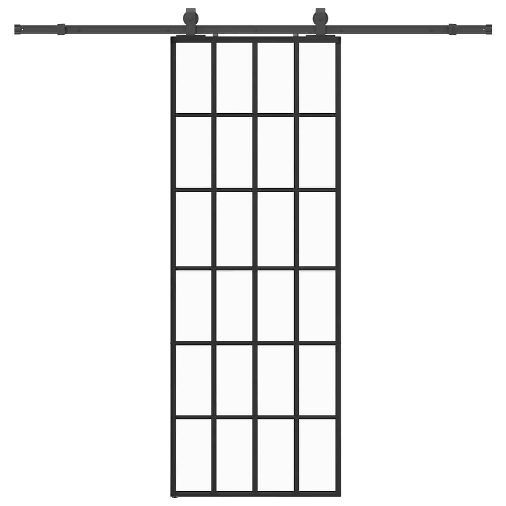 vidaXL Ușă glisantă cu set de feronerie neagră 76x205 cm Sticlă ESG vidaXL Ușă glisantă cu set de feronerie neagră 76x205 cm Sticlă ESG