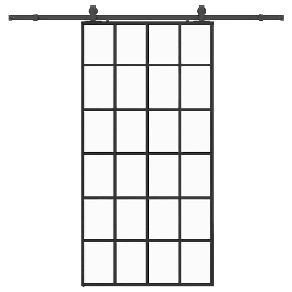 vidaXL Ușă glisantă cu set de feronerie neagră 102x205 cm Sticlă ESG vidaXL Ușă glisantă cu set de feronerie neagră 102x205 cm Sticlă ESG