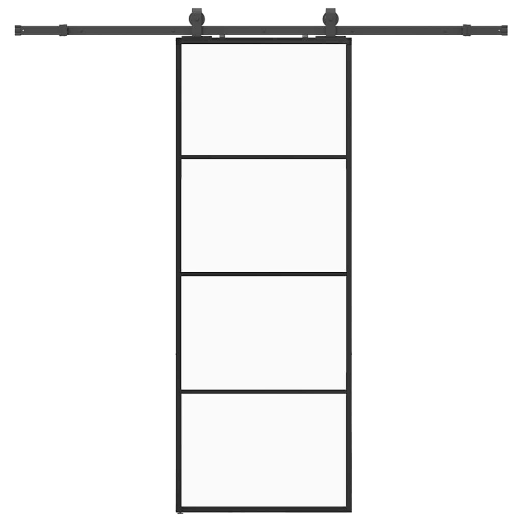 vidaXL Ușă glisantă cu set de feronerie neagră 76x205 cm Sticlă ESG vidaXL Ușă glisantă cu set de feronerie neagră 76x205 cm Sticlă ESG