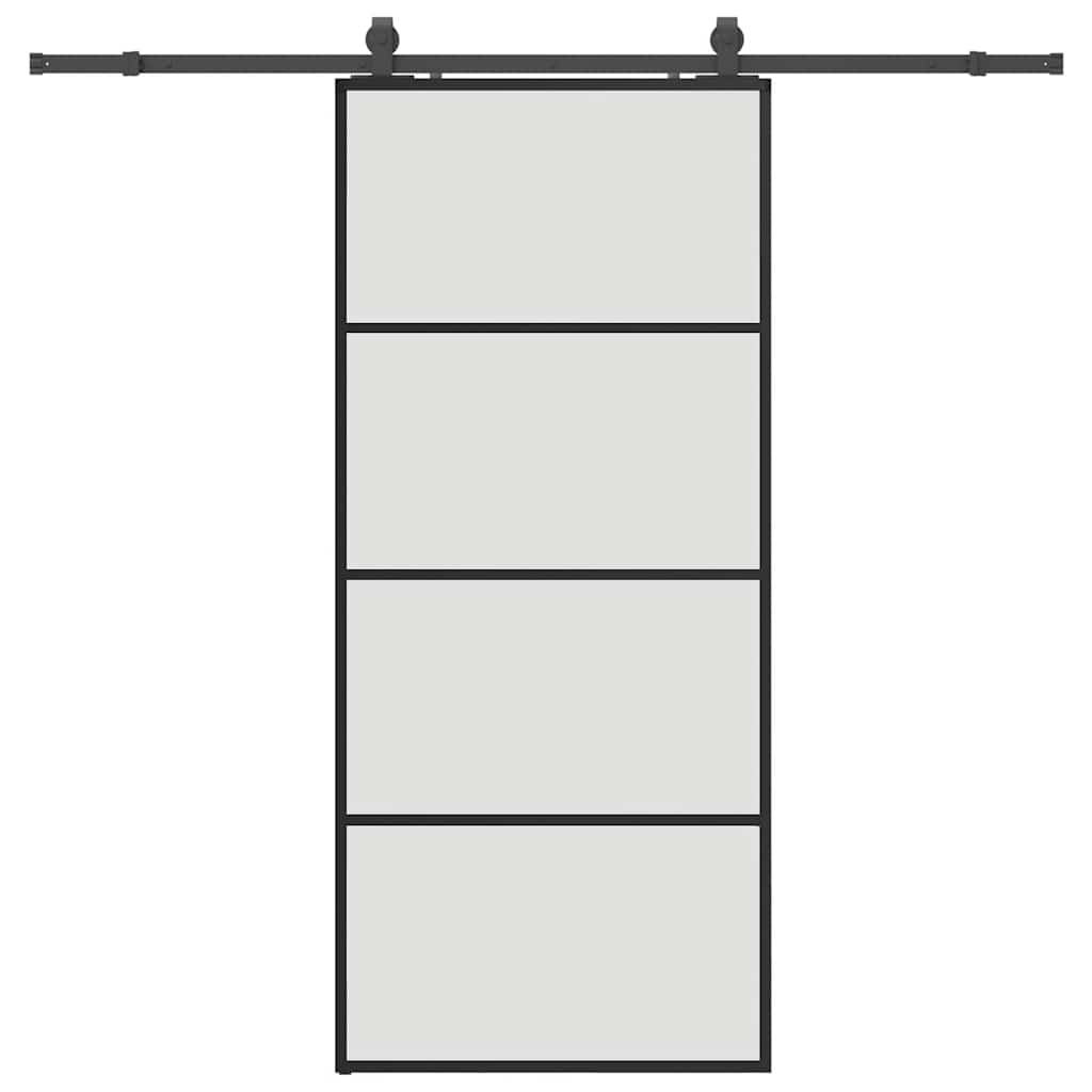 vidaXL Ușă glisantă cu set de feronerie neagră 90x205 cm Sticlă ESG