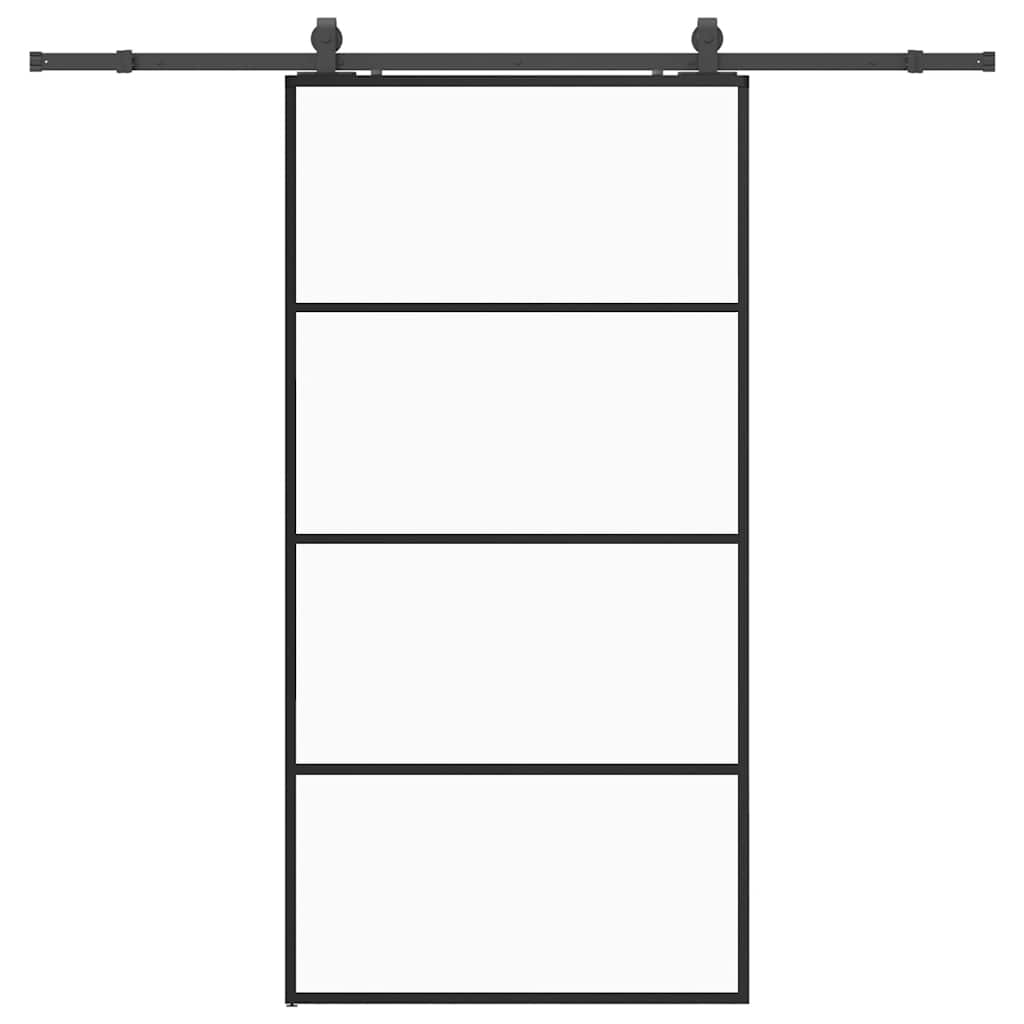 vidaXL Ușă glisantă cu set de feronerie neagră 102,5x205 cm Sticlă ESG vidaXL Ușă glisantă cu set de feronerie neagră 102,5x205 cm Sticlă ESG